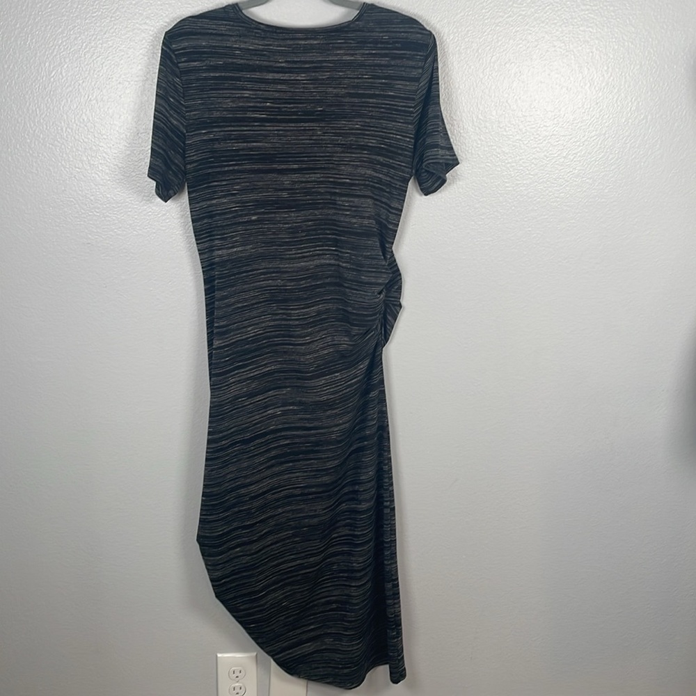 Athleta Downtown Asymmetrical space dye ruched midi length teeshirt dress large - Picture 9 of 10